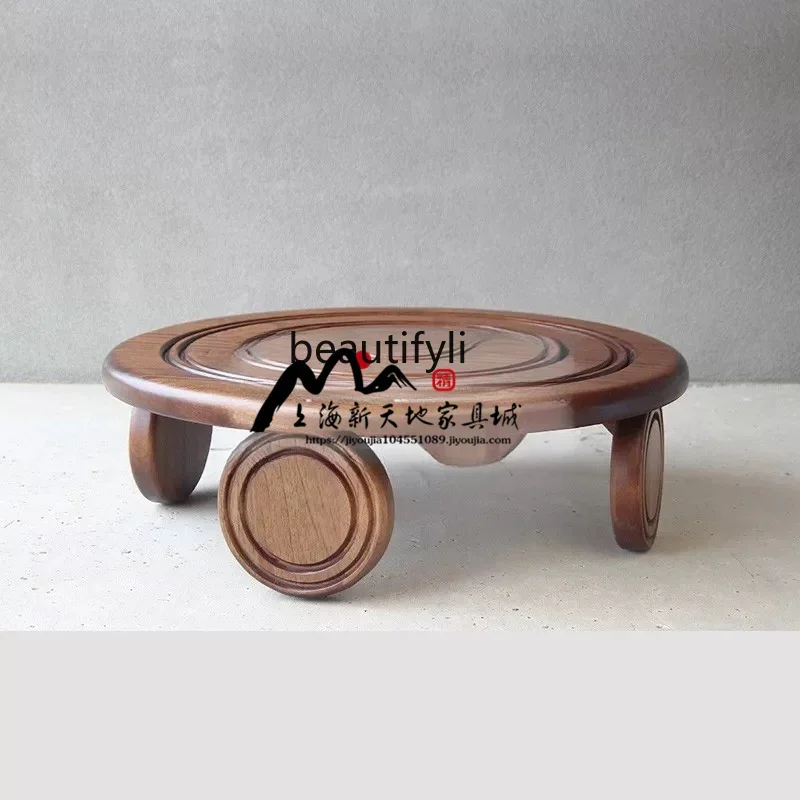 

Asmt51 ss французский ретро круглый журнальный столик из цельного дерева для гостиной, американский журнальный столик для маленькой квартиры, балкона