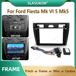 9 Inch Car Radio Fascia For Ford Fiesta Mk VI 5 Mk5 2002-2008 Car Radio Panel Player Audio Frame Dashboard Mount Kit Wire
