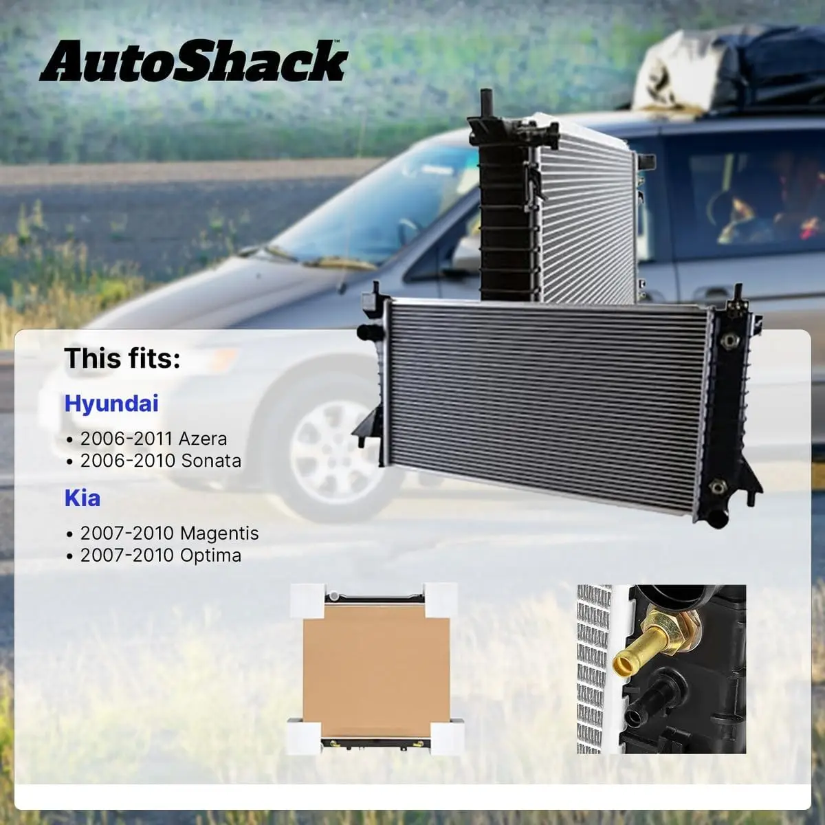 Engine Cooling Radiator Compatible with Hyundai Sonata 2006-2010, L4 2.4L and V6 3.3L Models