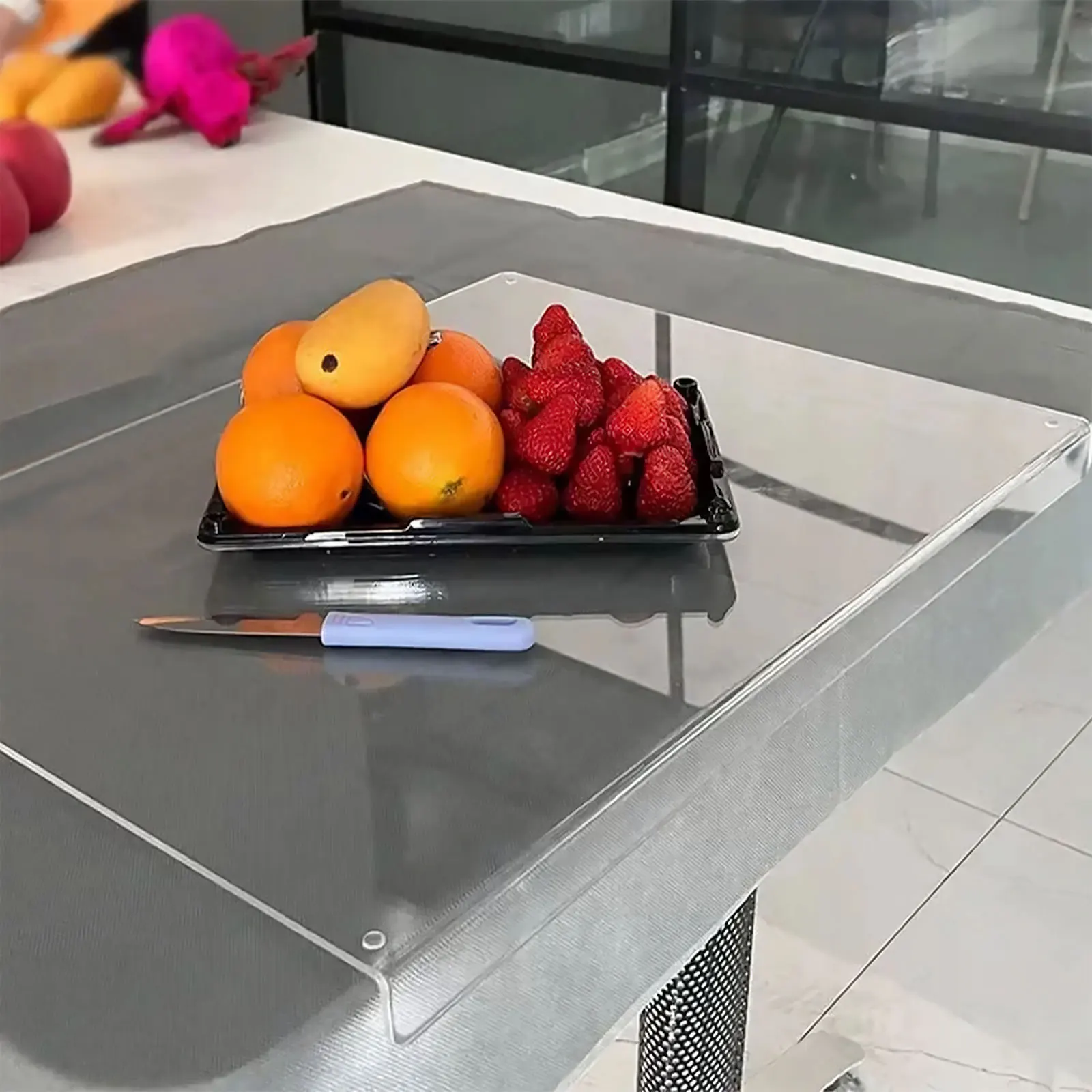 

Acrylic Cutting Board Transparent Cutting Board with Lip Edge 40x45cm Rectangle Chopping Board Clear Reusable Cutting Board 2023