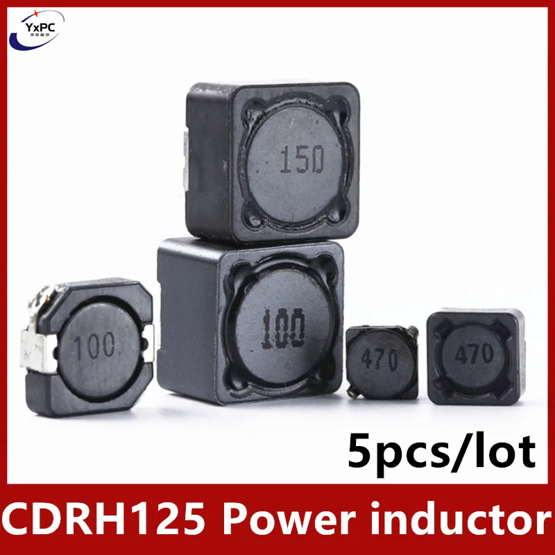 5 sztuk CDRH125 wzbudnik zasilania SMD 12x12x5 1UH 1,5uh 2,2uh 3,3uh 10UH 15UH 22UH 33UH 47UH 68UH 220UH 330UH 680UH1000uH 1mh 2,2 mh