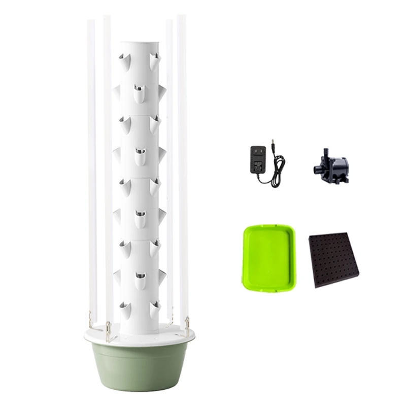 9-Layer Vertical Garden Hydroponic Tower Indoor Farming Technology with LED Grow Light and Pump for Efficient Plant Growing