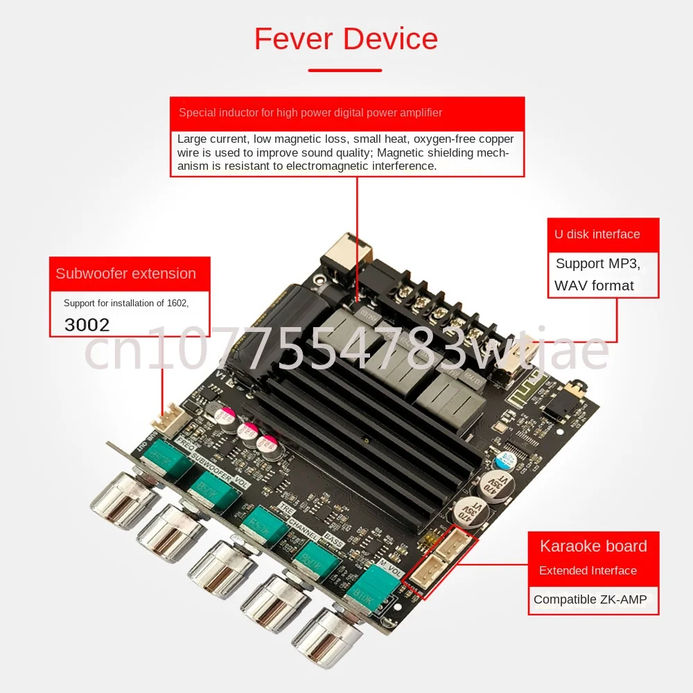 ZK-ST21 Bluetooth digital amplifier board 2.1 channel 100W+100W+200W subwoofer TPA3221