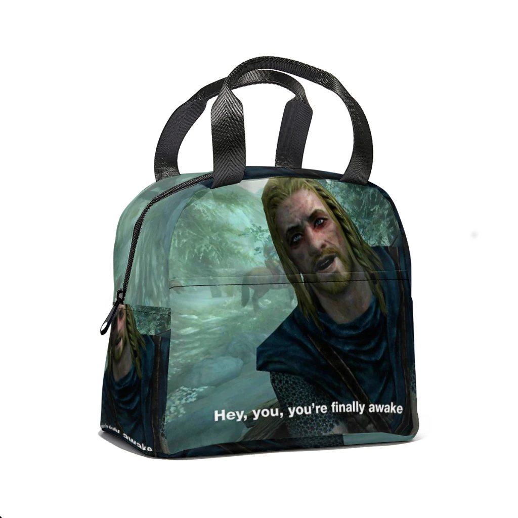 Hey You You're Finally Awake - Skyrim Meme Lunch Box Women Multifunction Cooler Thermal Food Insulated Lunch Bag Kids