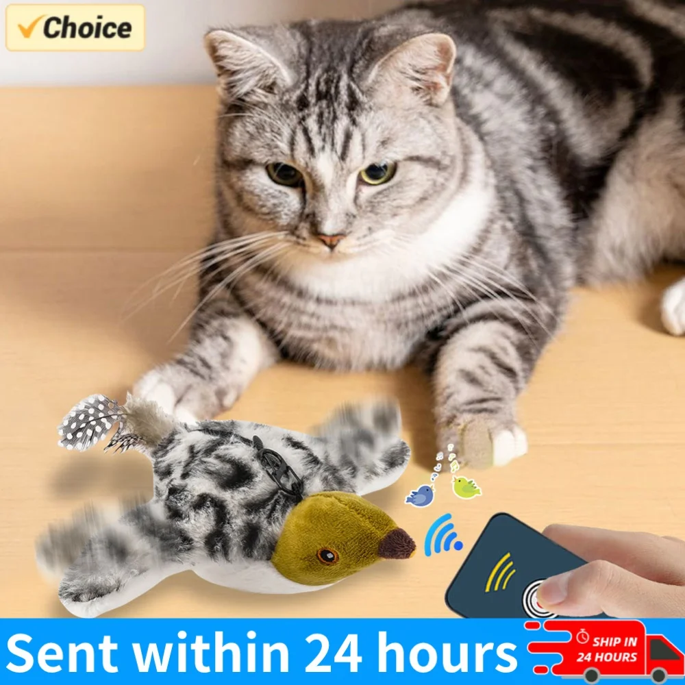 Interactive Cat Toys Rechargeable Simulated Chirping Bird Cat Toy Bird Chirping Cat Toy for Indoor Cats Kitten