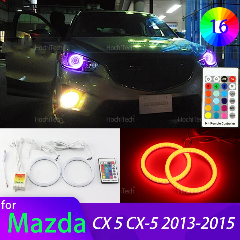 

Для Mazda CX5 CX-5 2013-2015 Автомобильные аксессуары Высококачественный пульт дистанционного управления 16-цветный RGB Хлопковые светодиодные кольца «ангельские глазки» дневного света
