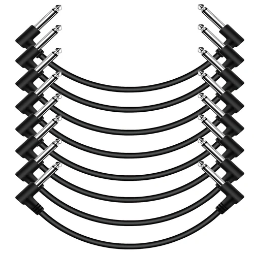 Cable de conexión de Pedal de efecto de guitarra 6,35, tablero de efectos de 6/12 pulgadas, Cable corto TS, Cables Mono de ángulo recto, accesorios para bajo y guitarra, 2-8 Uds.