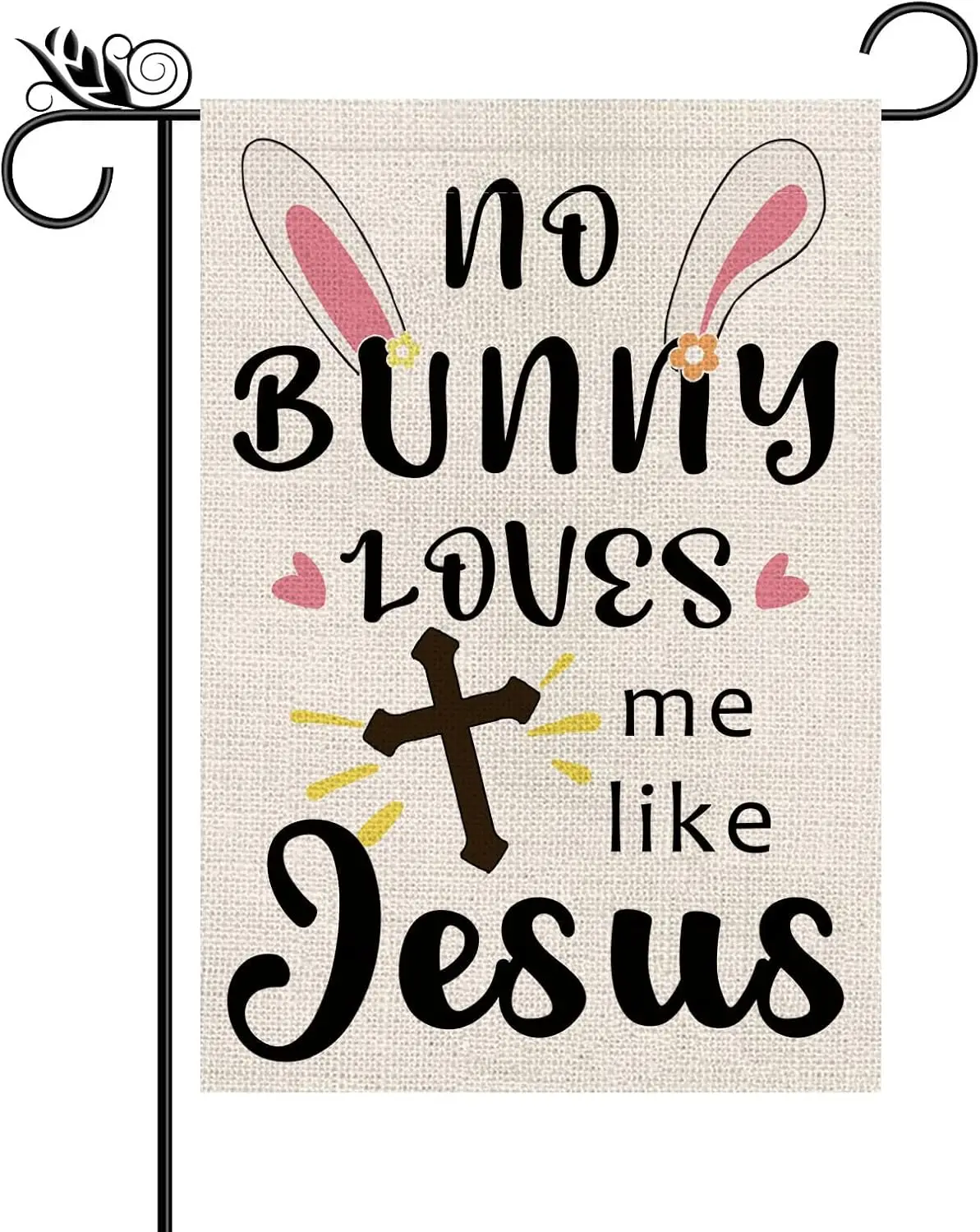 Easter Garden Flag Religious Cross No Bunny Loves Me Like Jesus Christian Burlap Double Sided Vertical Holiday Spring Yard Outdo