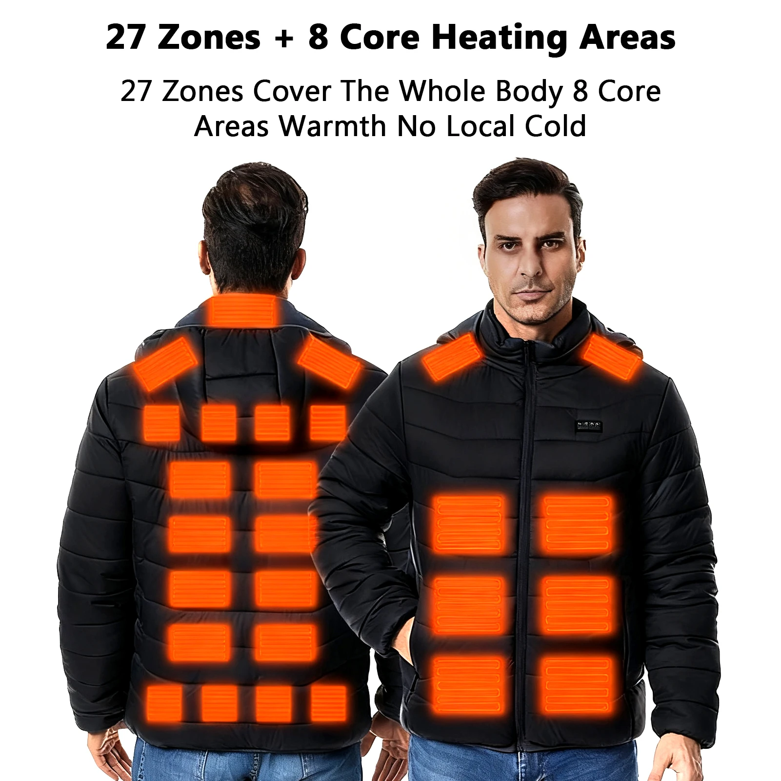 

Мужская куртка с подогревом и хлопковым зимним капюшоном, интеллектуальное пальто с подогревом, 27-зонная одежда с четырьмя контролями и подогревом, с 3 передачами