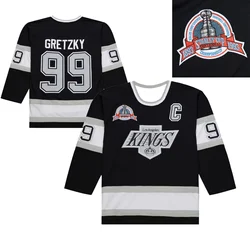 MN Męska koszulka Wayne Gretzky Black LA Kings 1992/93 Power Play Player Jersey Rozmiar 99 NHL Długi rękaw z nadrukiem 3d Szybkoschnące topy