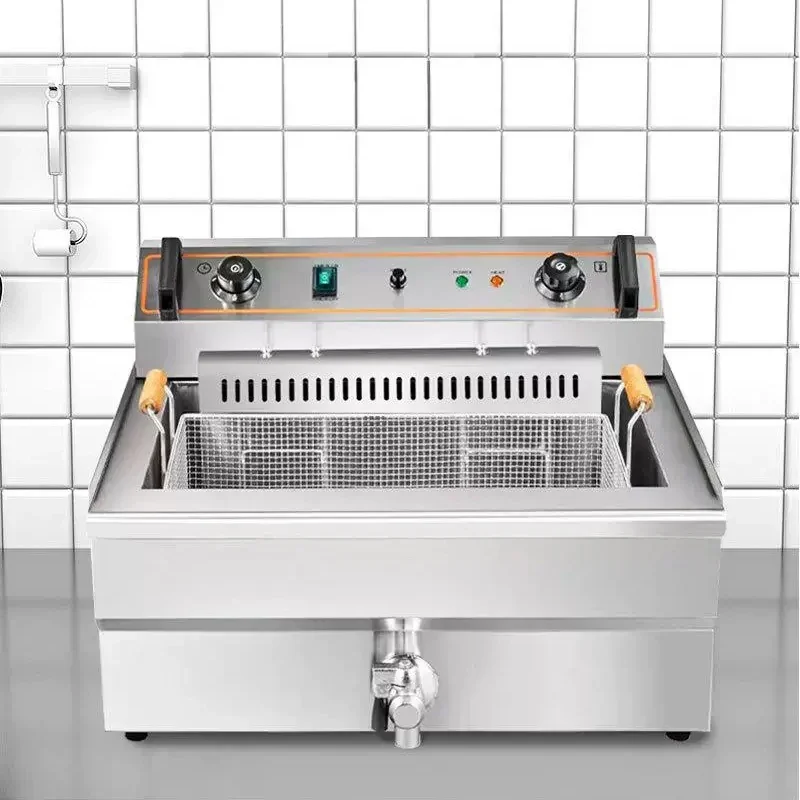 Electric Deep Fryer Single Tank Fryer Stainless Steel Countertop Chicken Fryer Machine Food Processing Equipment