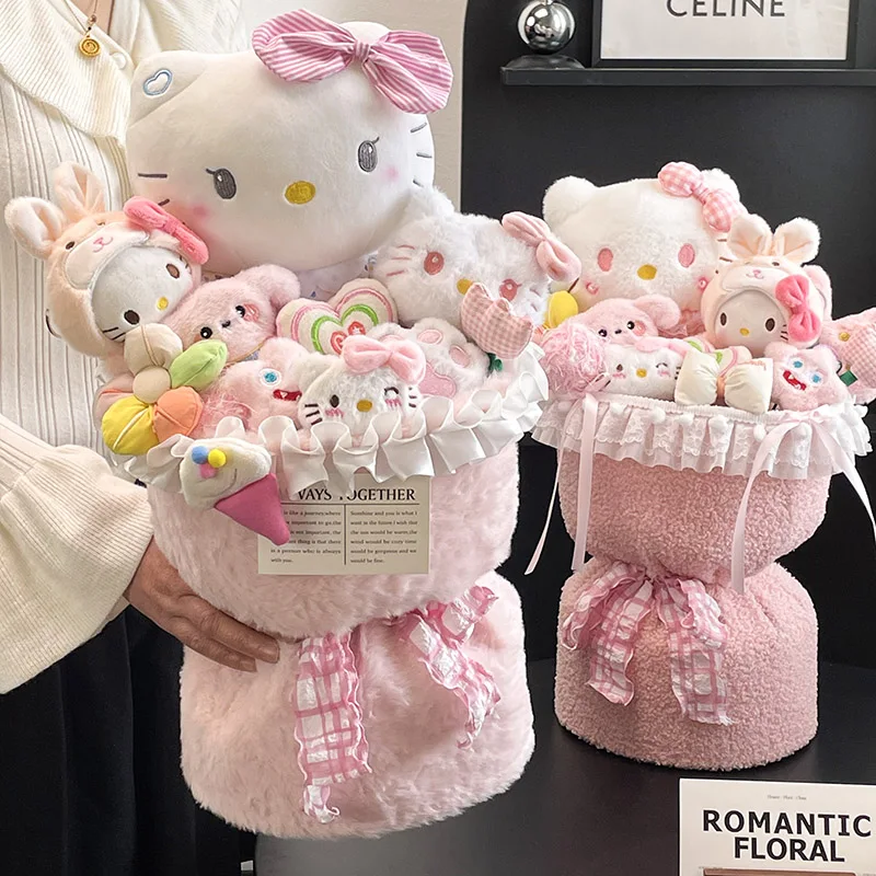 

Kawaii Sanrio Hello Kitty My Melody кукла букет подарок на день рождения для девочки лучший друг подарки на день Святого Валентина для подруги подарочные игрушки