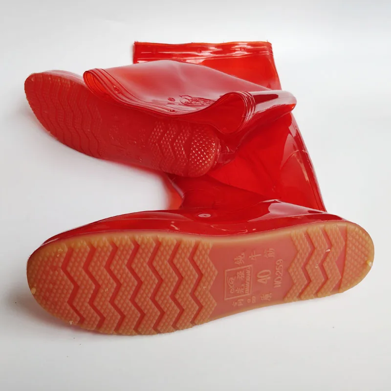 PVC Red Soft Cosplay Live Show Waterproof Rain Shoes Bottom Thick （1 to 2 size smaller attention when order)