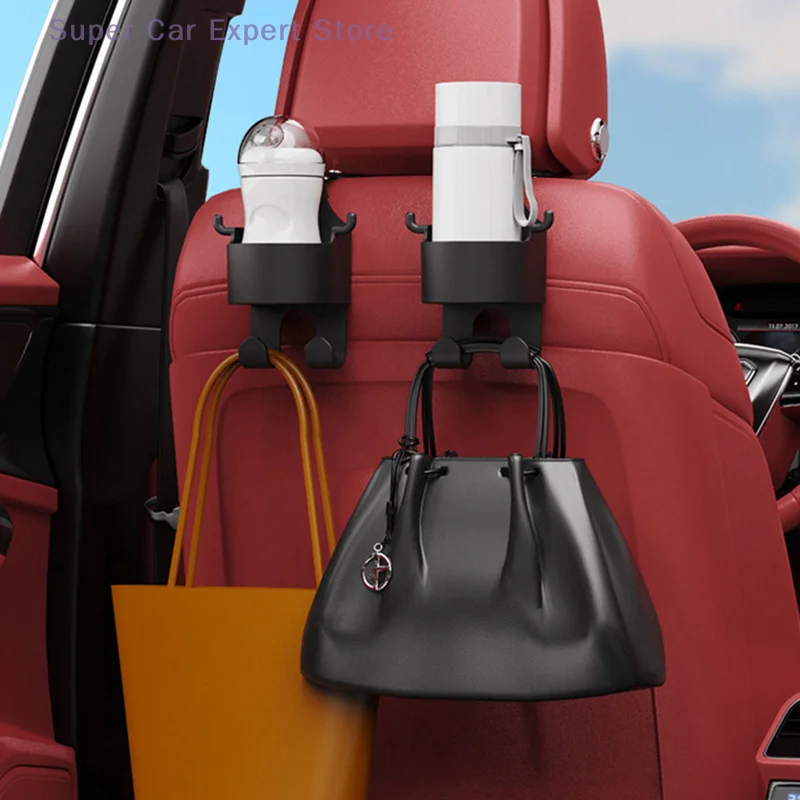 

Seat Back Drink Cup Holder Hook Hanger Cup Holder Expander Universal Seat Headrest Hook Organizer For Bag Grocery Purse