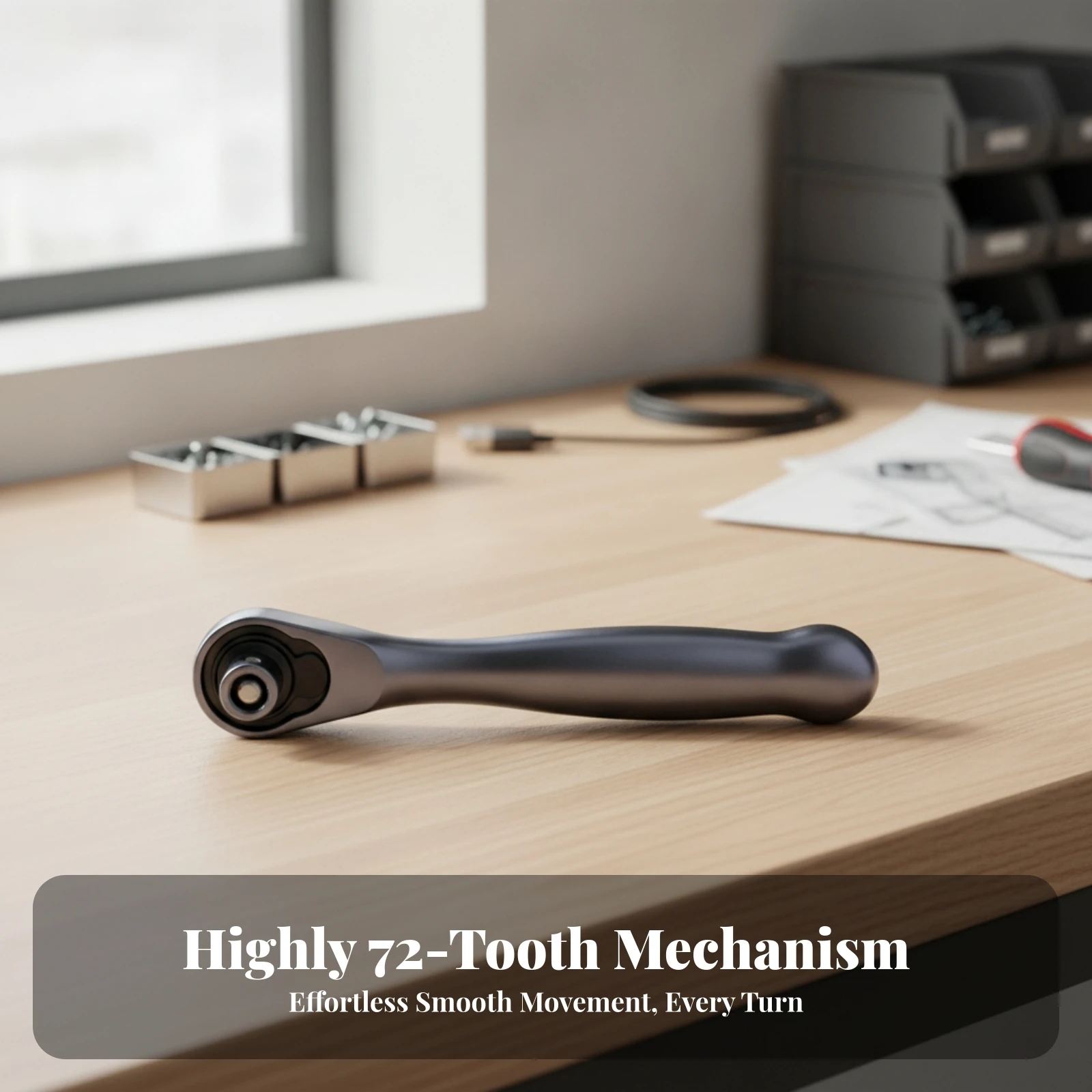 Double-Direction Ratchet Wrench Socket-Style Head 1/4 Inch Drive Ratchet Wrench