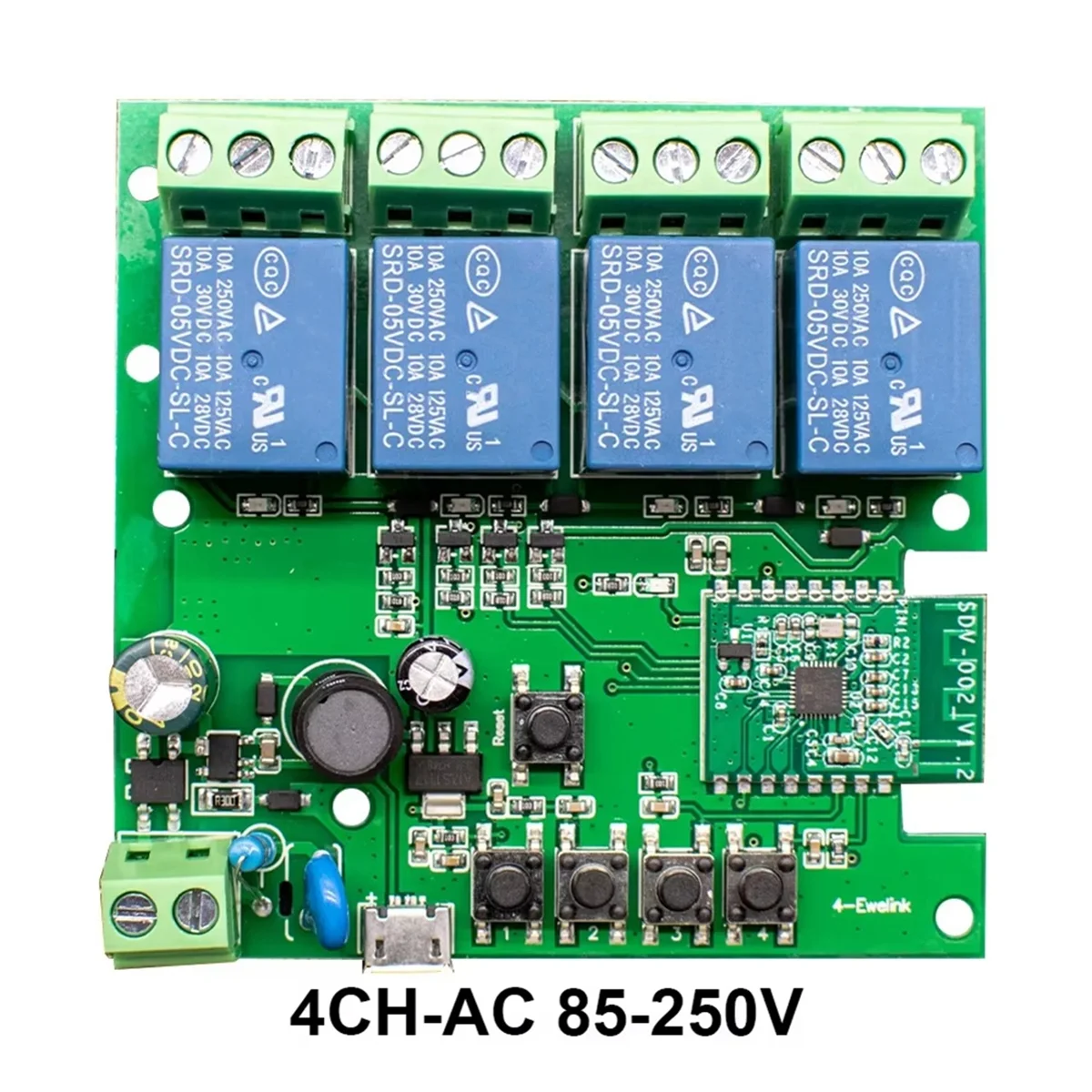 

A14M AC 85-250 В USB 5 В Wi-Fi релейный переключатель 4-канальный беспроводной интеллектуальный модуль работает с управлением через приложение