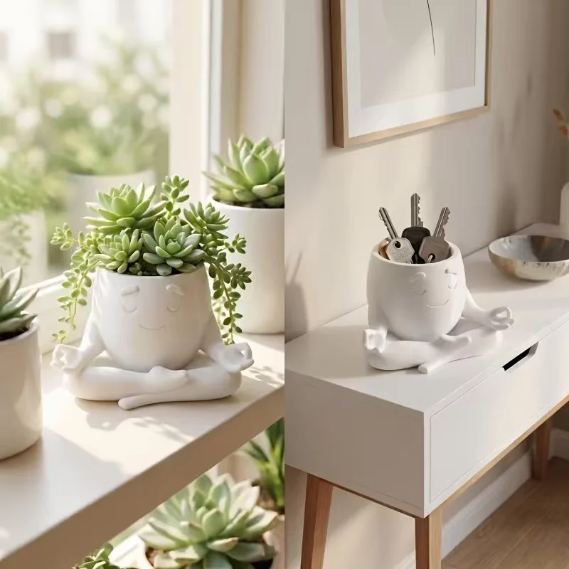1PCS3D Printed Smiling Face Meditation Storage Accessory Suitable for Living Room Decoration and Office Decora Jewelry Storage