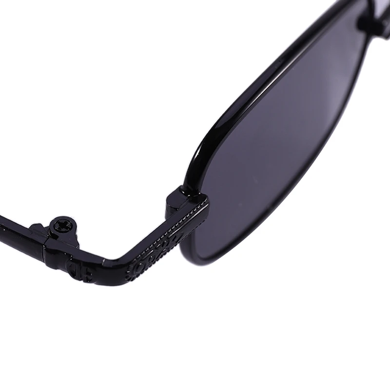 3X Retro Punk Glasses Clear Square Sunglasses Female Retro Sunglasses Men Metal Frame-Black & Black Gray