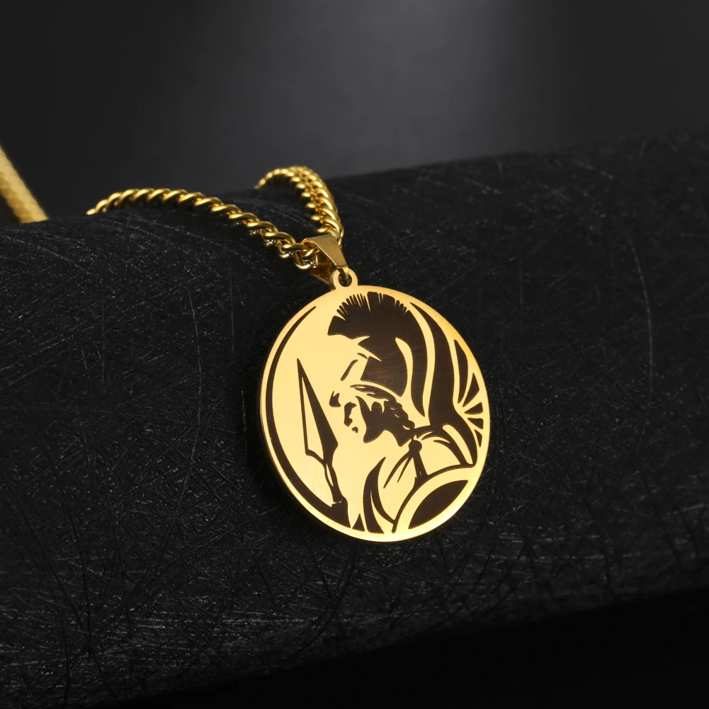 Dawapara Vintage antike griechische Krieger Anhänger ägyptische Göttin Athene Aphrodite Artemis Apollo Symbol Edelstahl Amulett – Detail 4