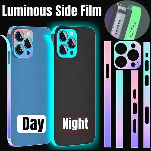 아이폰 16 프로 맥스용 야광 사이드 필름 및 카메라 보호대, 다채로운 테두리 프레임, 하이드로겔 필름, 아이폰 13 프로 맥스 14 플러스 필름
