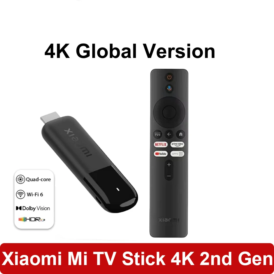 

Xiaomi TV Stick 4K 2-го поколения 2025 Глобальная версия Google TV Smart HDR 2 ГБ ОЗУ 8 ГБ ПЗУ Bluetooth 5.2 Mini TV Dongle Потоковое мультимедиа