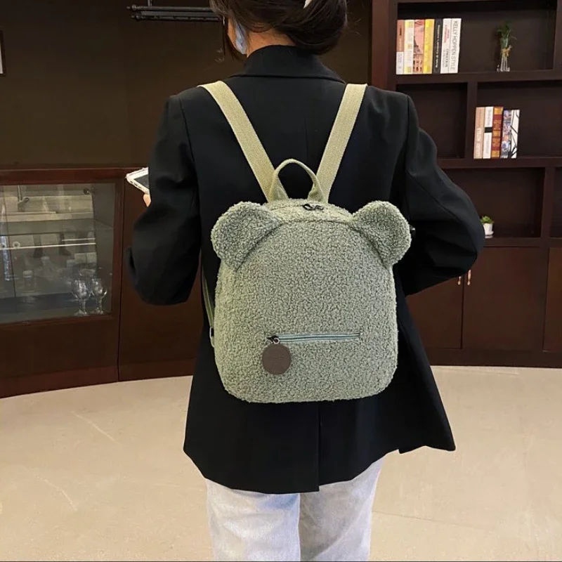 Cute Little Bear Ear Backpack para crianças, Mochilas de pelúcia para meninos e meninas, Mochilas escolares para mãe