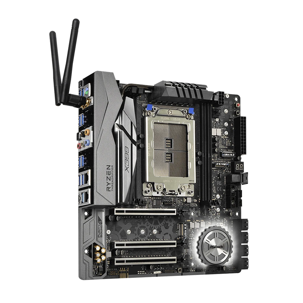 Imagem -04 - Asrock-placa-mãe X399m Taichi Suporte tr 2990wx 2970wx 2920x 1900x Cpu Canal Quad Ddr4 3600 Mais Mhz Nvme M.2 Rgb Pcie 3.0 Novo