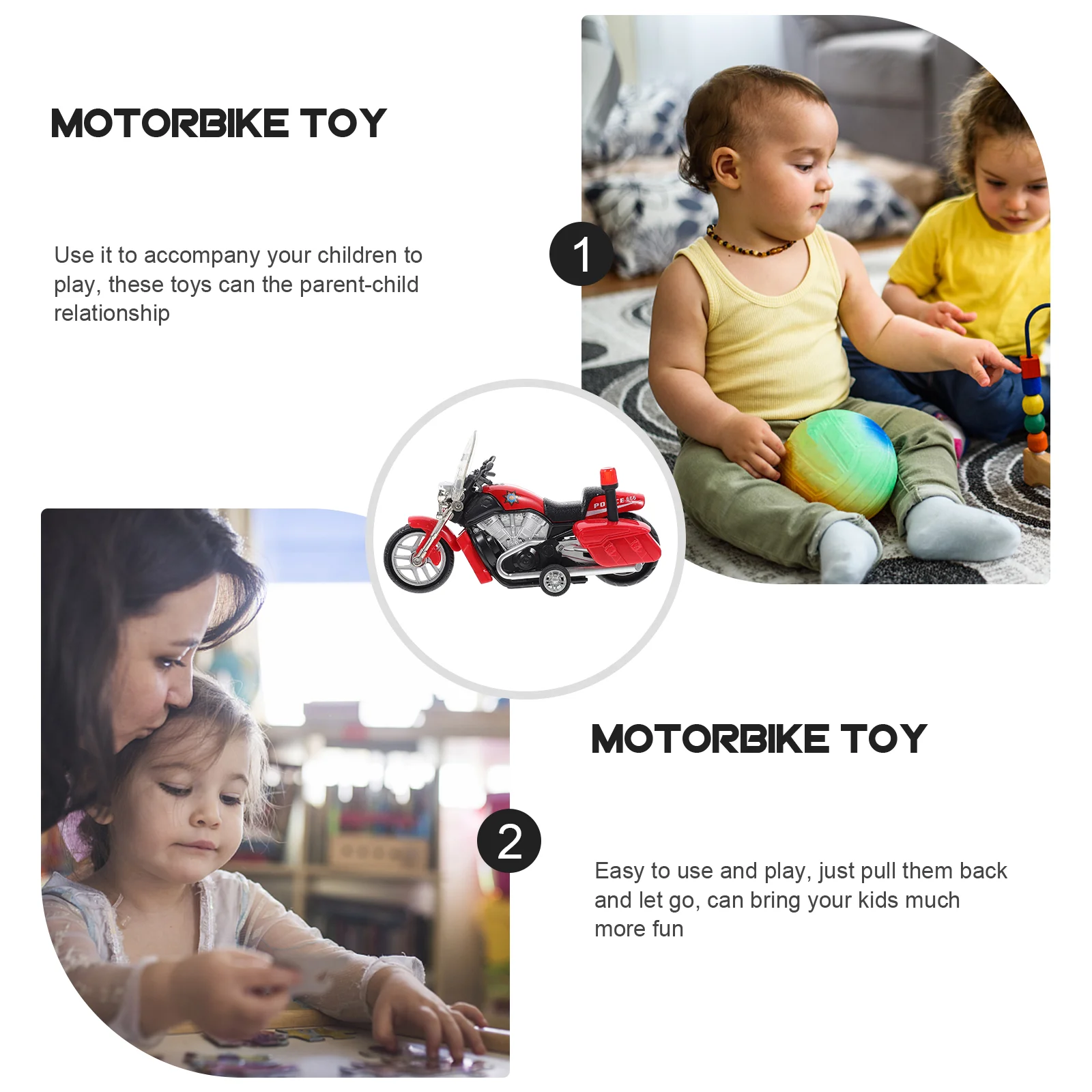 Police Car Toy Motorcycle Toys for Boys Plaything Motorbike Model Child Kids Children’s