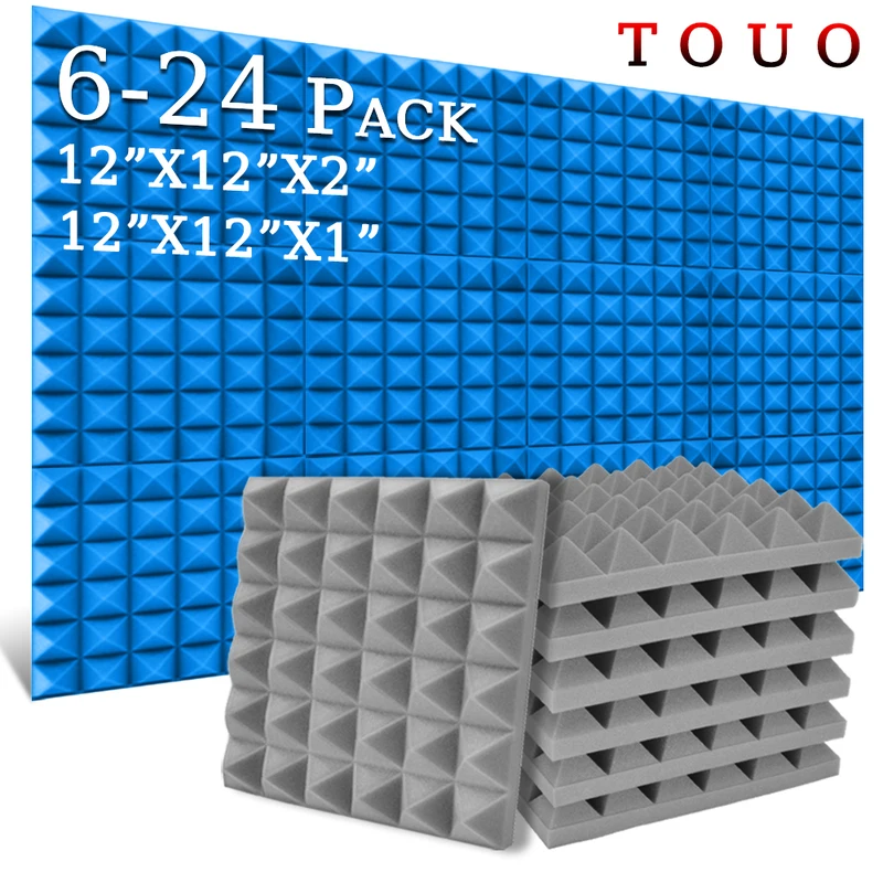 

TOUO Pyramid Acoustic Foam 6/12/24 Pcs Sound Insulation Sound Absorbing Ceiling Flame-Retardant Material Ktv Acoustic Treatment