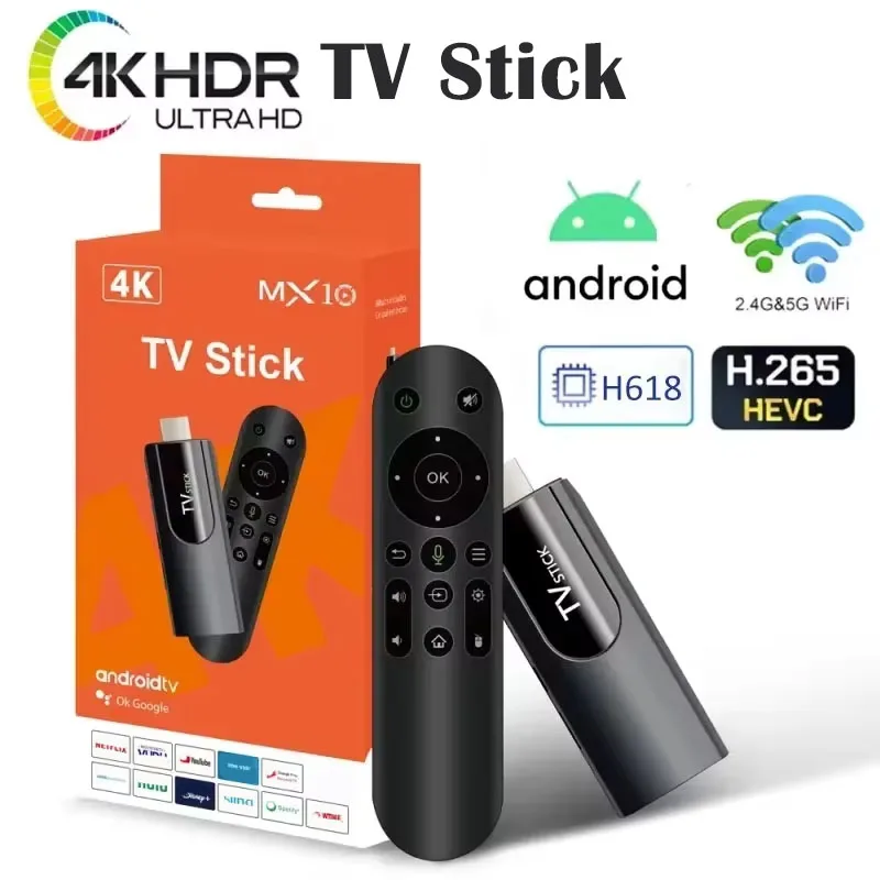 عصا تلفاز ذكية MX10 F3/MX10 mini android13 h618 ATV 4K HD TV box 2.4/5G WiFi TV استقبال لمشغل الوسائط Google YouTube Netflix