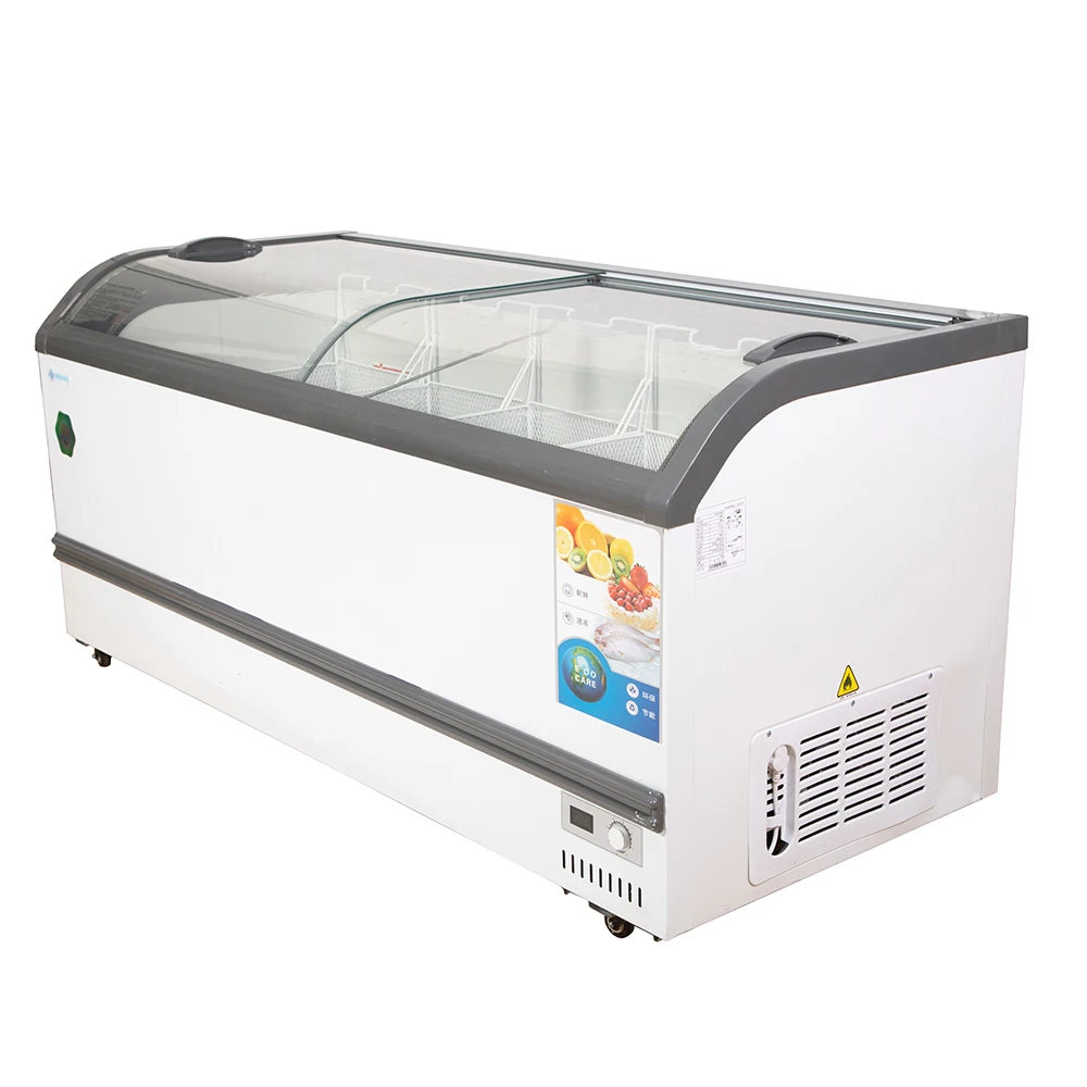 420L Glass Top Open Sliding Door Chest Freezer Horizontal Showcase Refrigerator Ice Cream Display Freezer