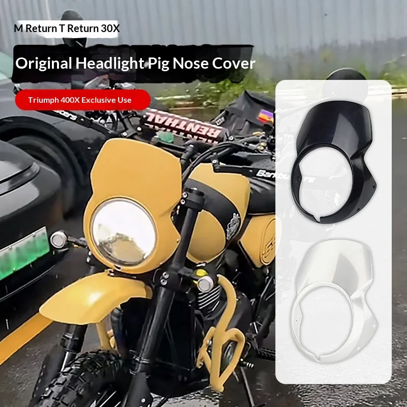 【Premium】For Triumph Scrambler 400X modified with pig-head-shaped cover for original headlights; also includes retro-style front