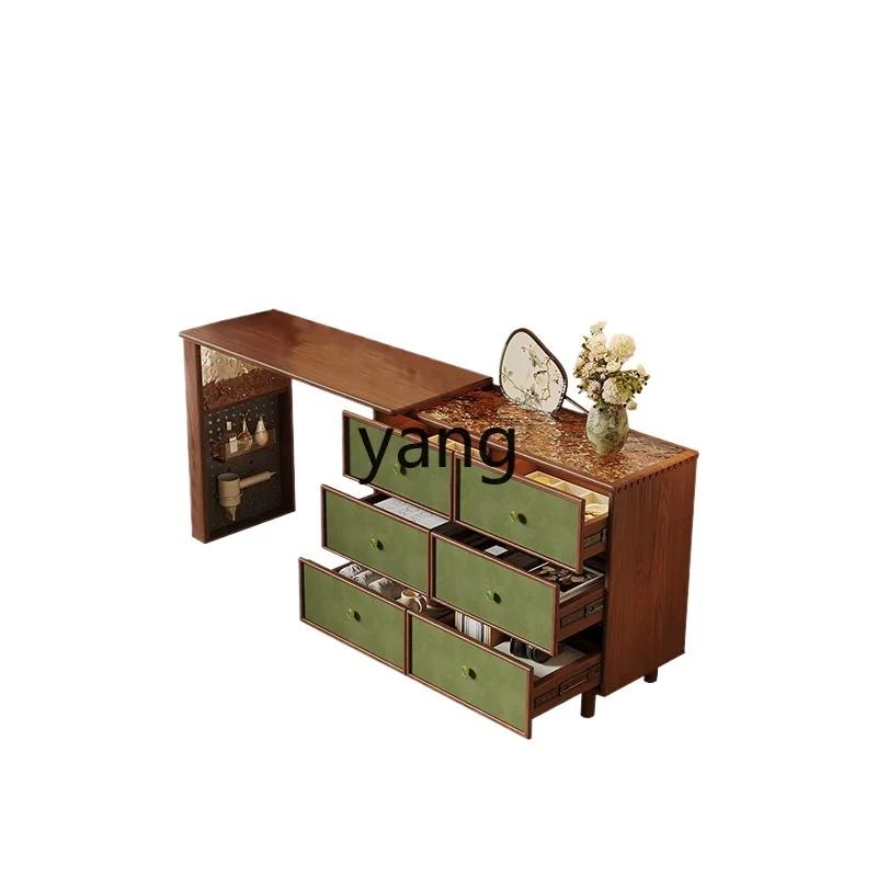 XYY retro solid wood dresser telescopic storage cabinet integrated bedroom walnut makeup table