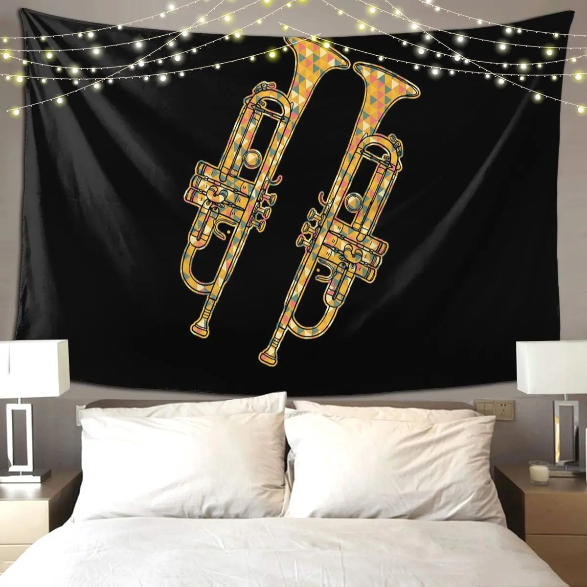 Trumpet - Trumpet Geometric Tapestry Funny Wall Hanging Aesthetic Home Decoration Tapestries for Living Room Bedroom Dorm Room