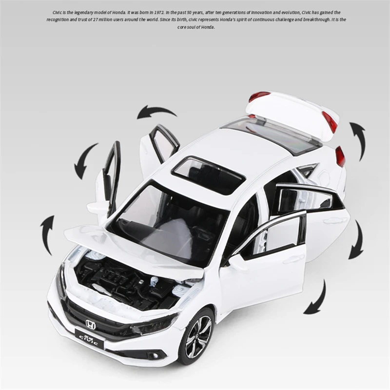 1/32 HONDA Civic Type R Alloy Sports Car Model Diecast Metal Toy Vehicles Car Model Simulation Sound Light Collection Kids Gifts