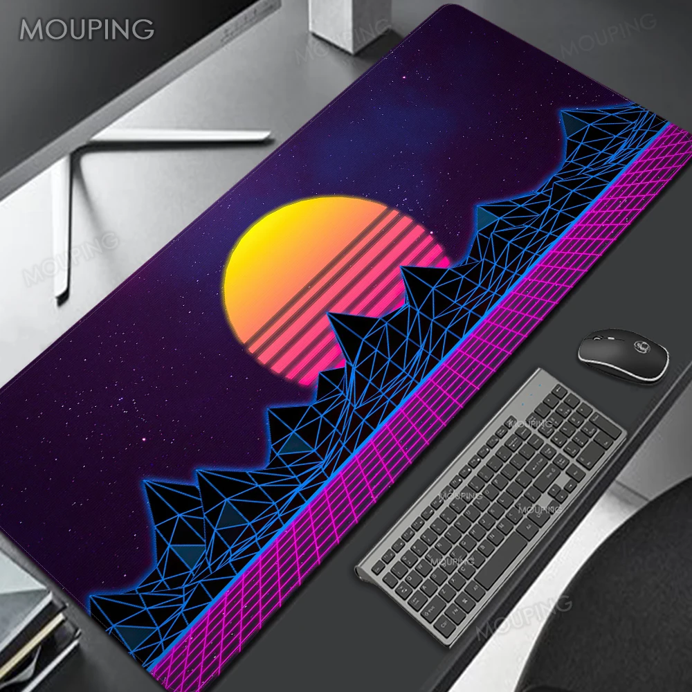 Vaporwave Deskpad Office Protector Gaming Office Decoration Rgb Mouse Pad Gamer 90x40 Mause Pad 80x40 Mousepad Retro Carpet Blue