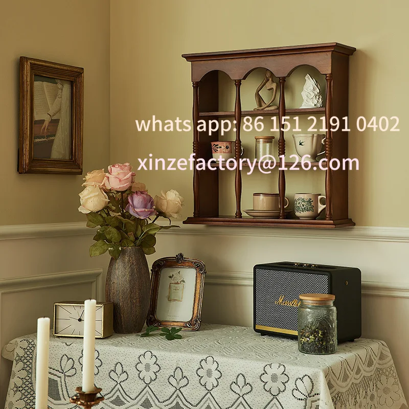 

Customizable holder wooden wall cabinet medieval wall-mounted shelf solid wood storage rack wall-mounted figure display rack