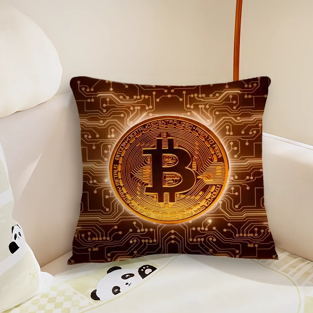 B-Bitcoin Crypto Cryptocurrency Btc Square Pillow Case Living Room Sofa Cushion Cover Suitable For Home Bedroom Room Decoration