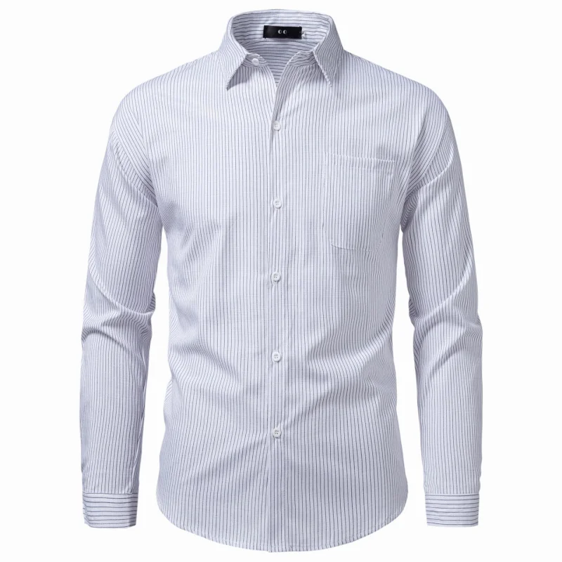 

Spring New Sle Slim Fit Long Sve irt Casual Striped Button up Workwear for Men Youth Leisure Office Clothes