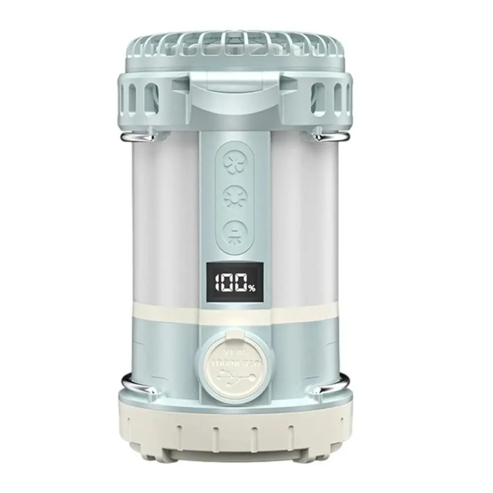 3-in-1 LED Light with Fan Three Wind Speed Rechargeable Camping Tent Light Multi-function Portable Searchlight Emergency