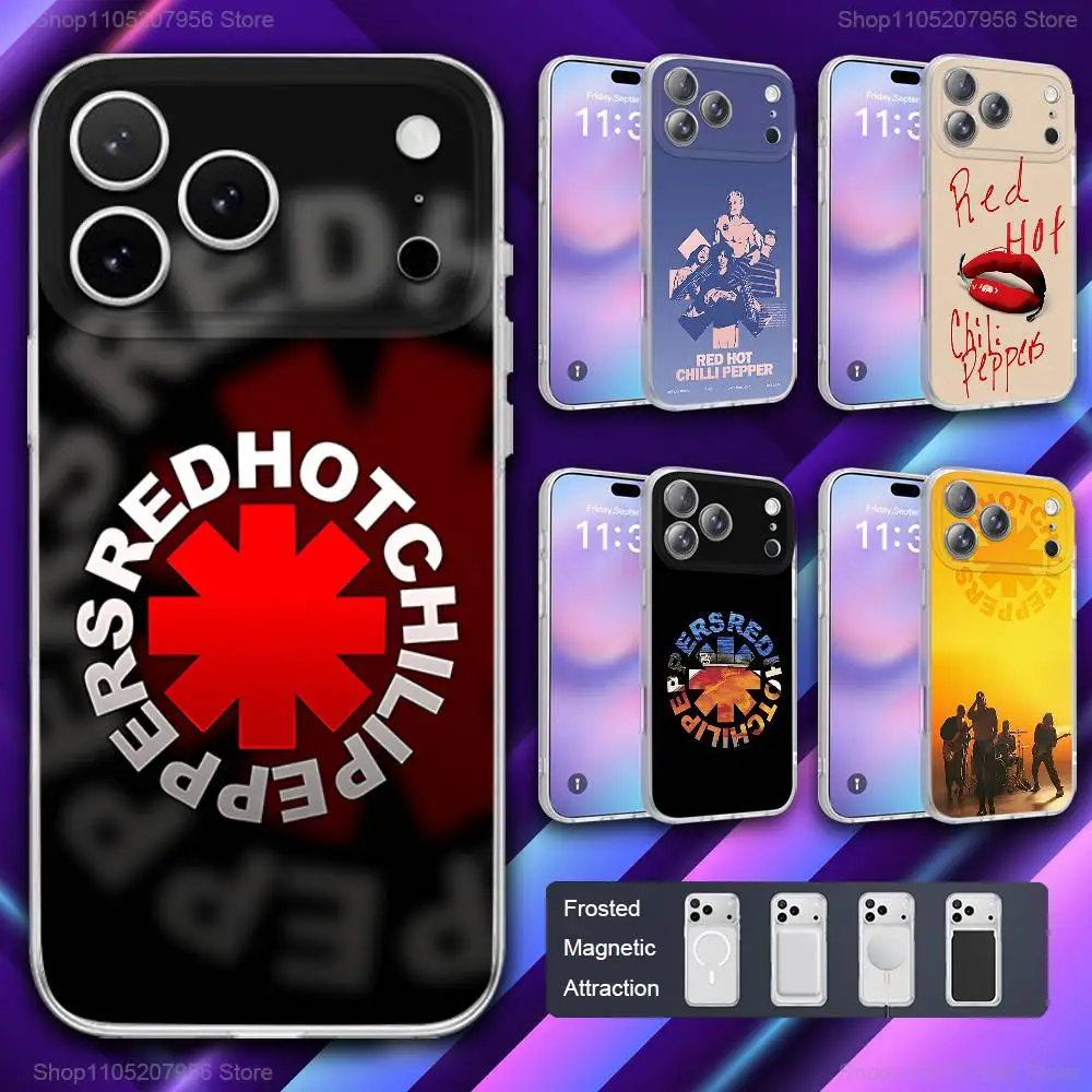 

R-Red Hot C-Chili Pepperss Magnetic Frosted Cover Phone Case For iPhone 17,11,16,12,15,14,13,Pro,Plus,E,Max,Air,Mini