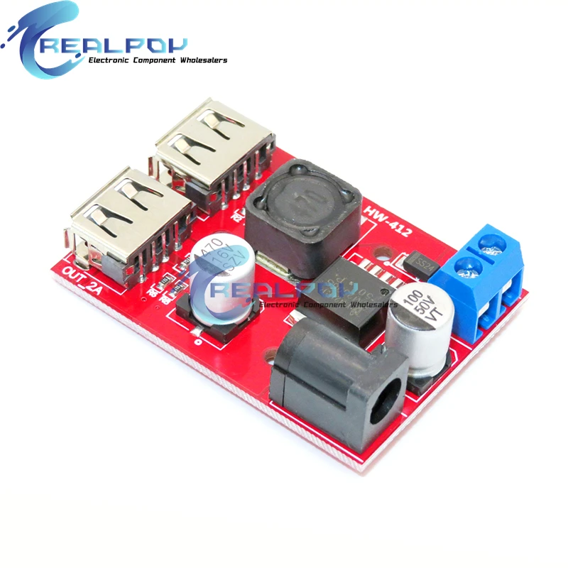 LM2596 LM2596S Dual USB DC-DC 9V 12V 24V 36V to 5V 3A Step Down Buck Converter Board Car Charger Solar Power Supply Module