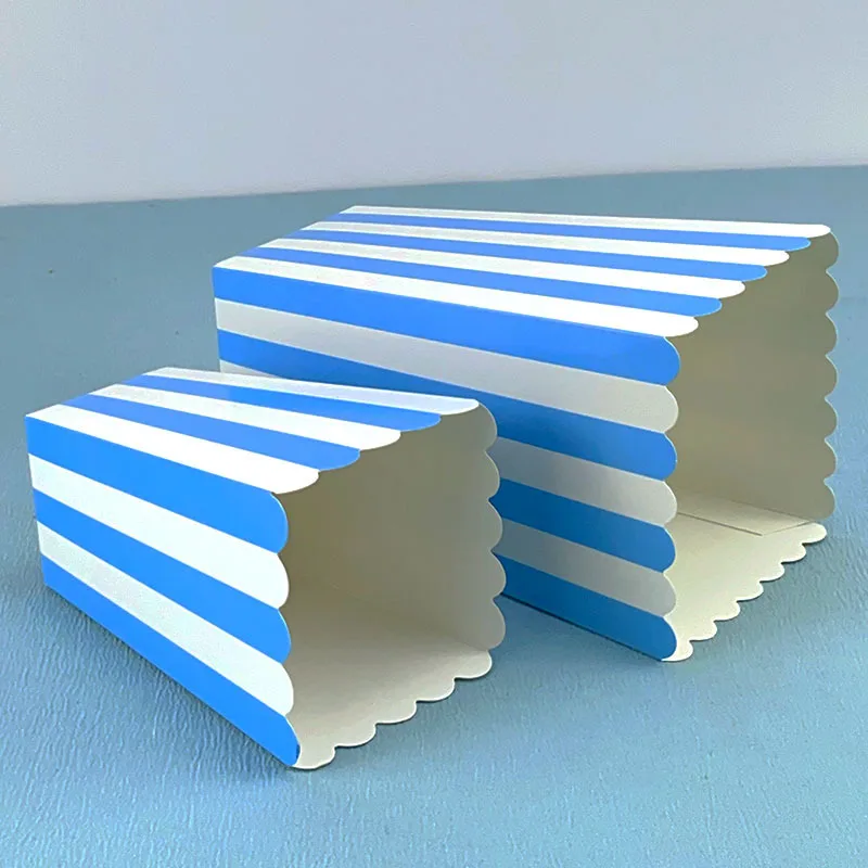 12/36/60/120 قطعة الوردي الأبيض شريط الفشار صناديق البوب الذرة الحلوى لصالح أكياس الزفاف عيد ميلاد فيلم أدوات المائدة وجبة خفيفة صناديق