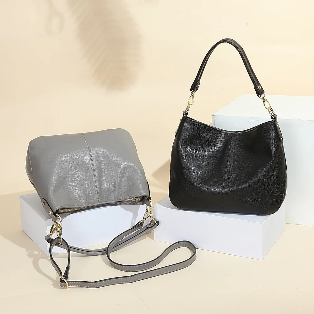 Zency 100% vera pelle qualità A + borsa A tracolla donna moda nera Messenger borsa A tracolla Lady Hobos Grey Tote Handbags