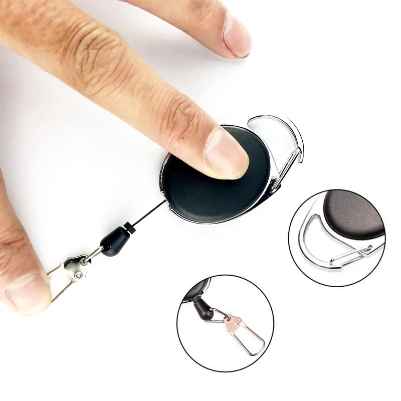 Retractable Key Chain Badge Holder ID Carabiner Badge Reels Retractable Key Holders Keychains 2-4pcs