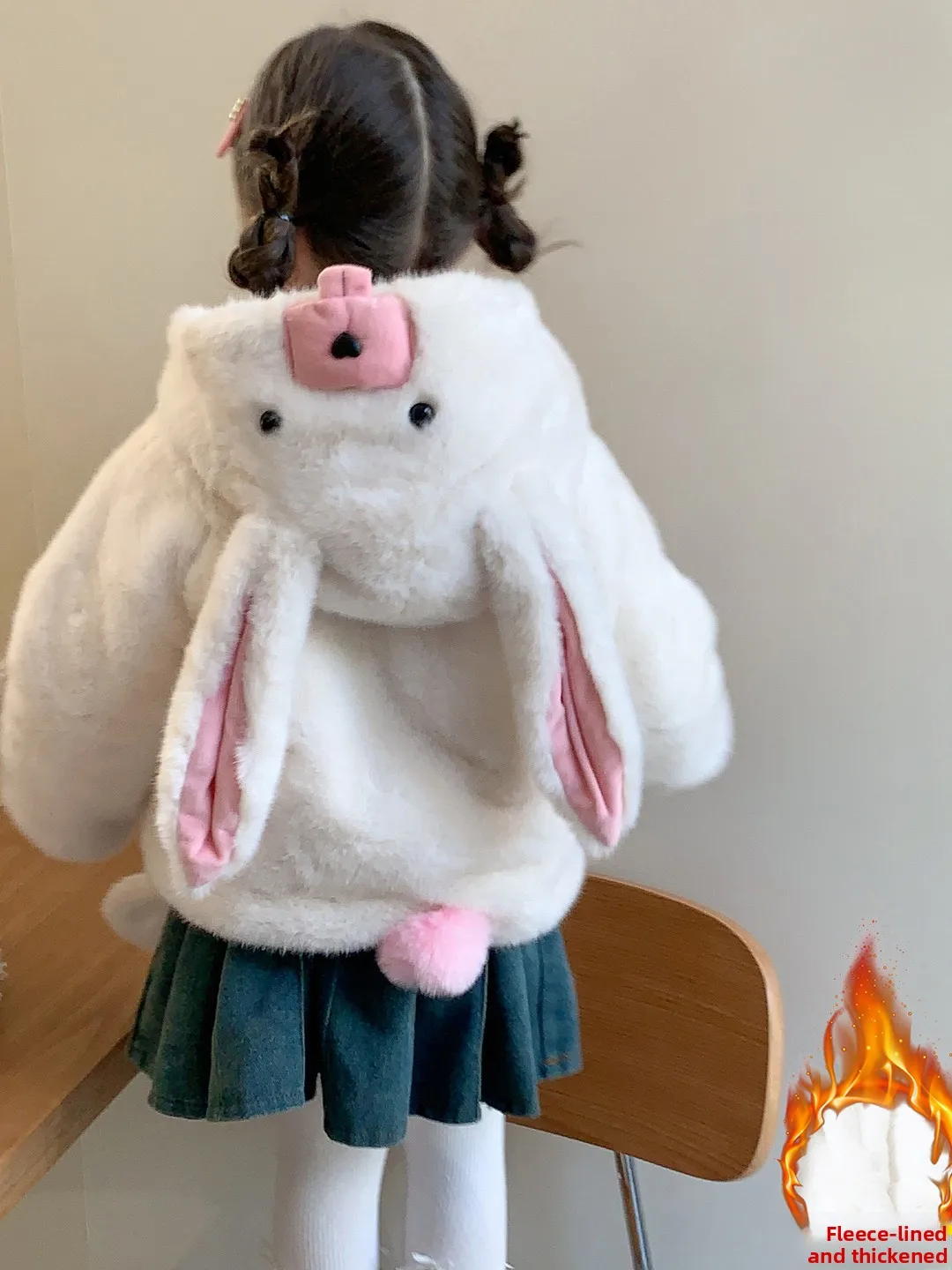 

Faionable Thiened Fce, детская хлопковая куртка для девочек с кроликом, зимняя верхняя одежда, милое эмиллированное пальто