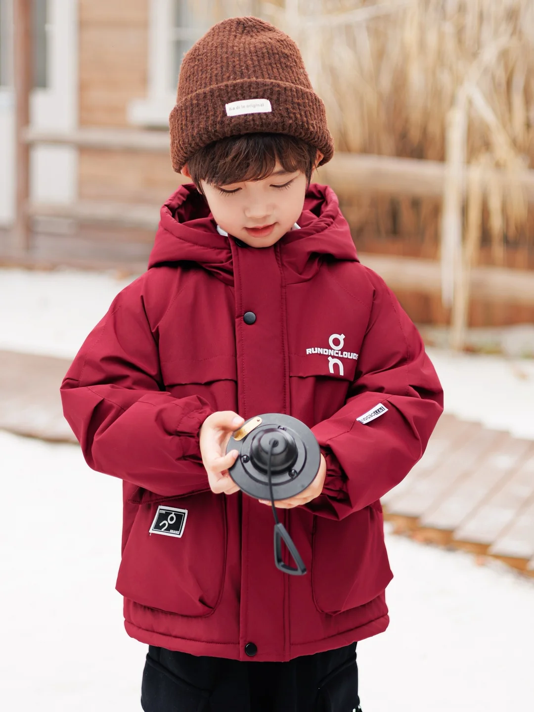 

Thiened Cotton Jaet for Boys with Big kets Hooded Winter Coat Sli And Warm Youth Faion Stand Fit Casual Wear