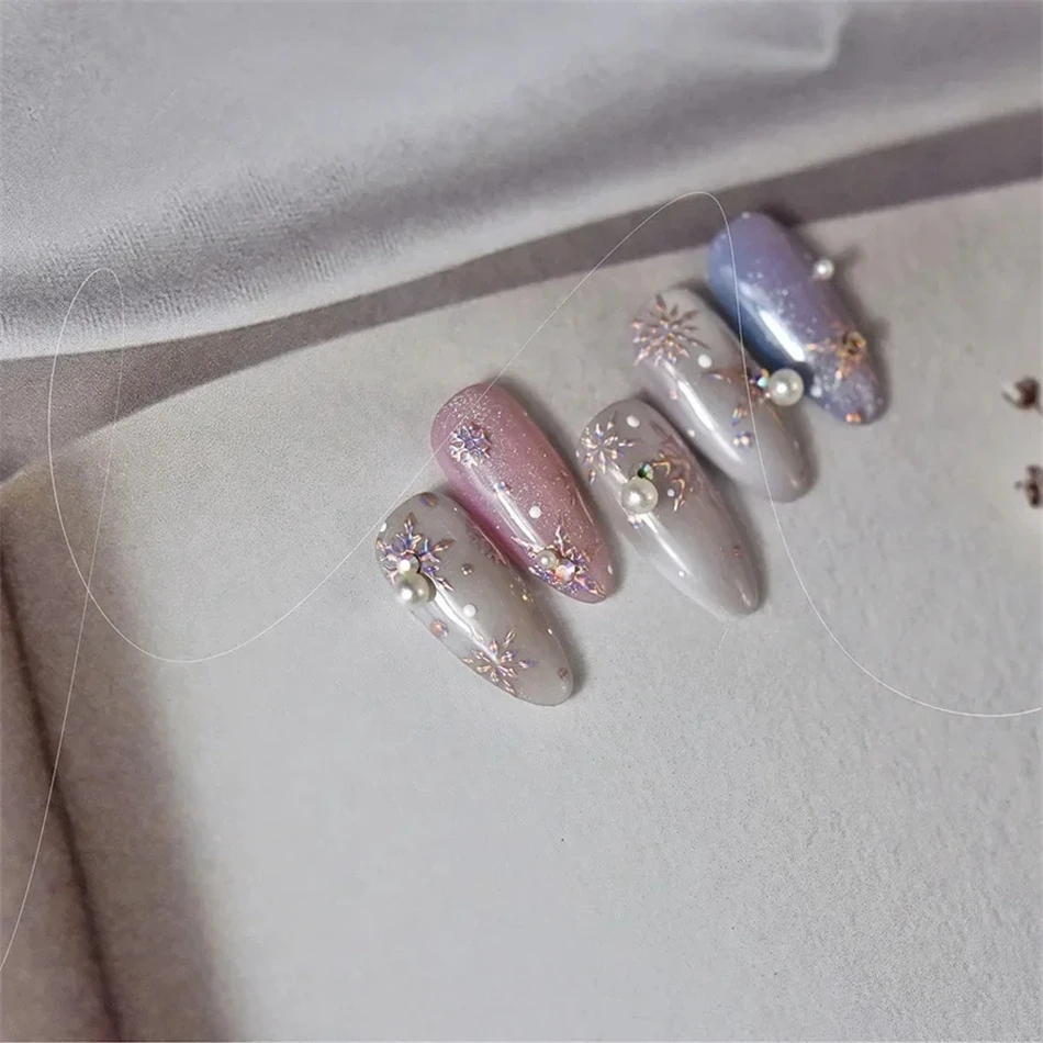 5D Laser Winter Schneeflocke Weihnachten Glänzende Strass Geprägte Relief Selbstklebende Nail art Dekoration Aufkleber Maniküre Aufkleber – Detail 11