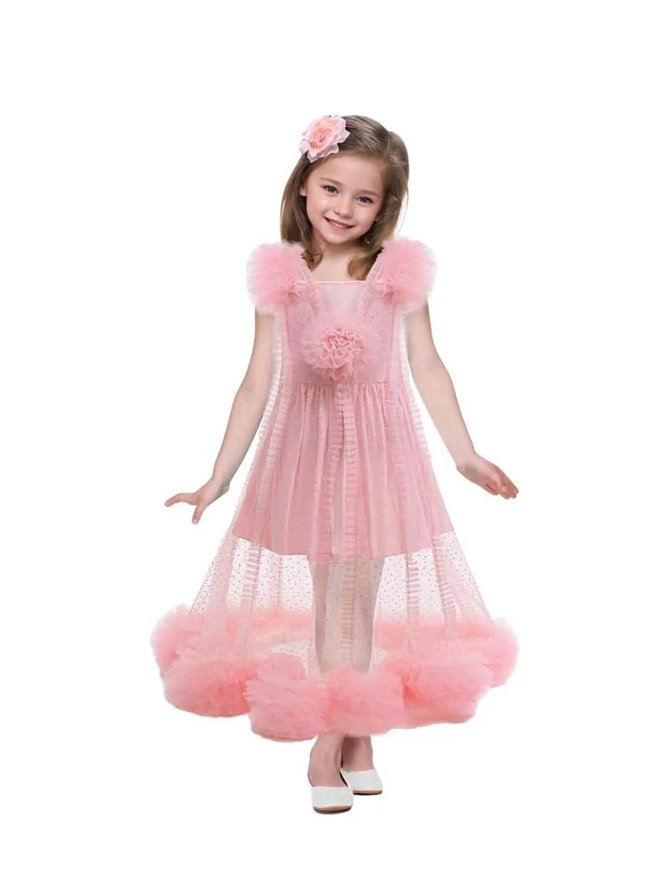 أطفال الساحرة غليندا تأثيري فانتازيا الوردي بيجامة فستان زي تمويه للفتيات هالوين كرنفال حفلة البدلة #1