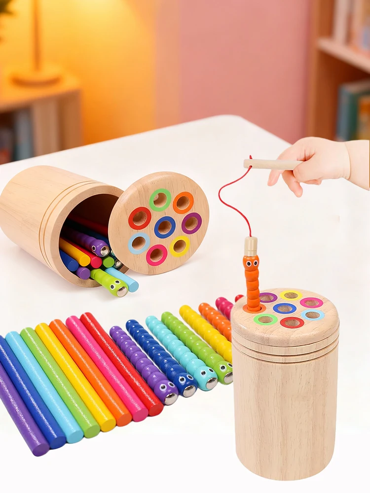 Wooden Color Sorting Toys Matching Fishing Gameplay Toddlers Montessori Early Educational Toys For Preschool Learning Activities